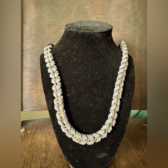 Anthropologie Oversized Cuban link gold with rope detailed Necklace EUC - Picture 1 of 4
